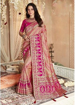 Pink Soft Silk Designer Saree